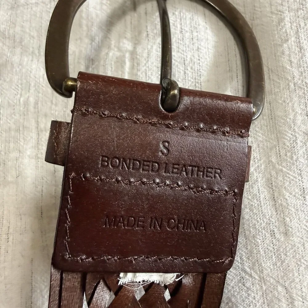 Coldwater Creek Women's Belt Size Small Braided Brown Bonded Leather Belt‎